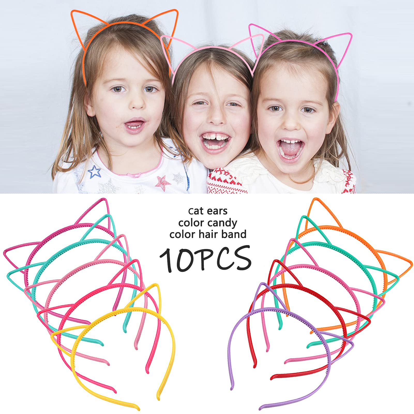 Diadema Zifengcer con orejas de gatito multicolor, sujeción suave para uso diario.