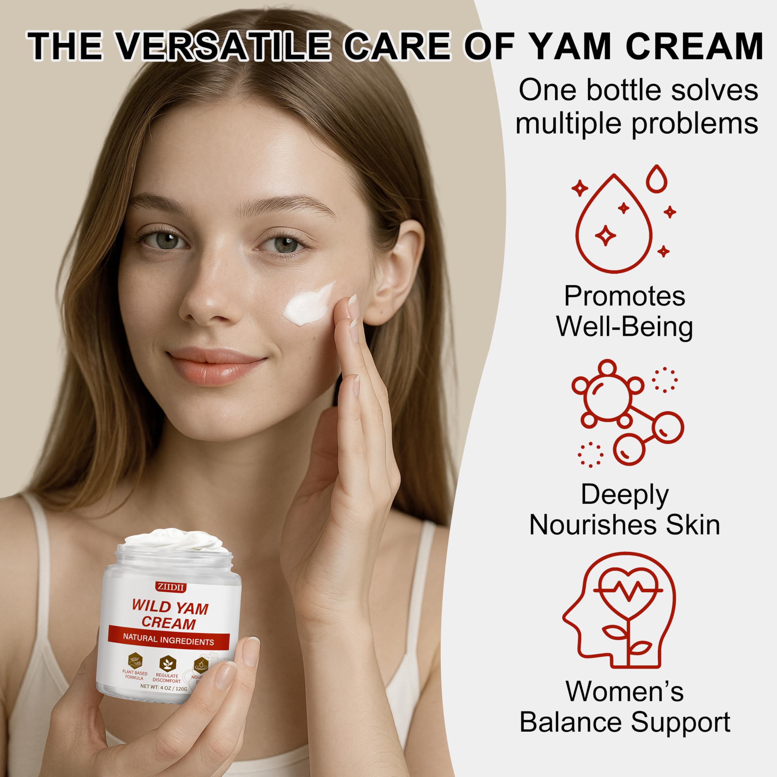ZIIDII Textura ligera de crema, absorción rápida sin grasa.