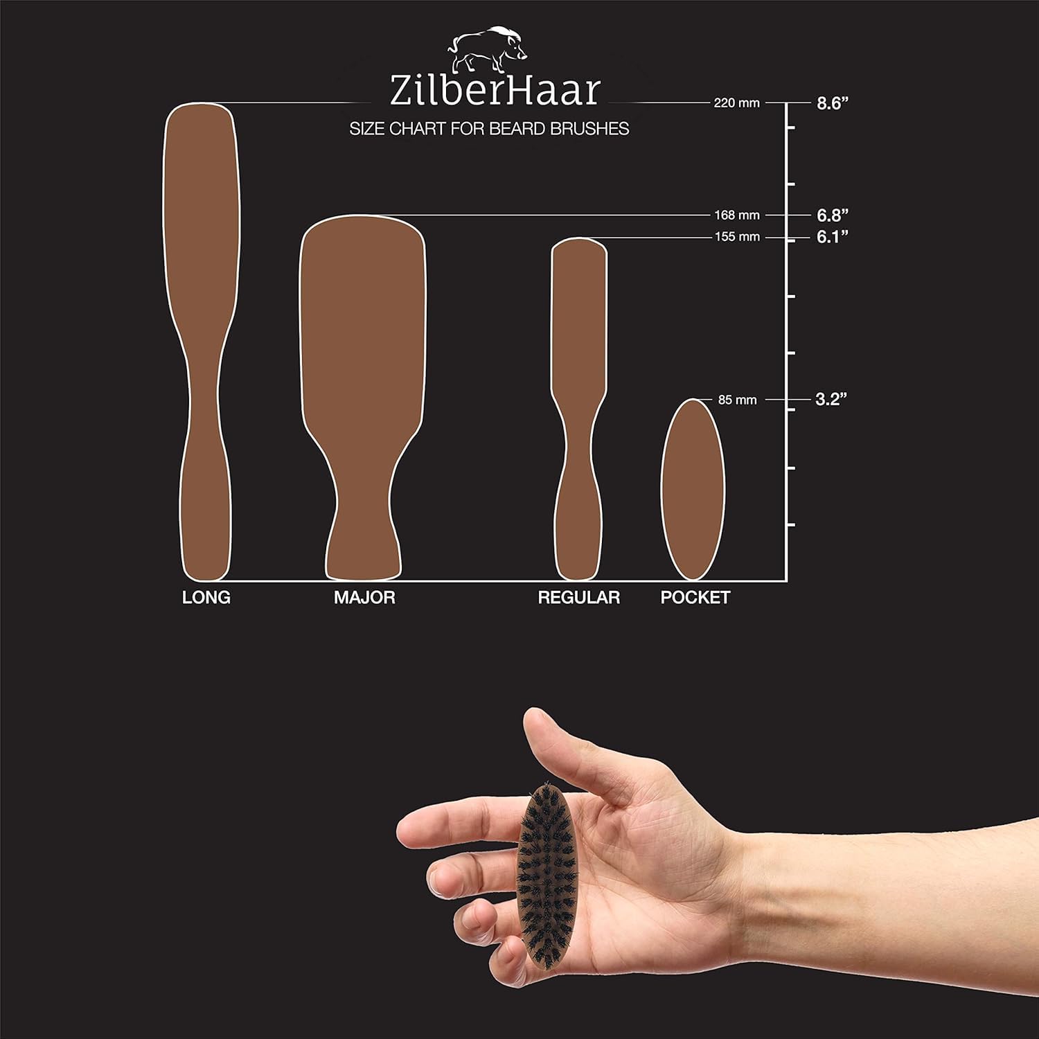 ZilberHaar mango de madera de peral, toque natural y duradero.