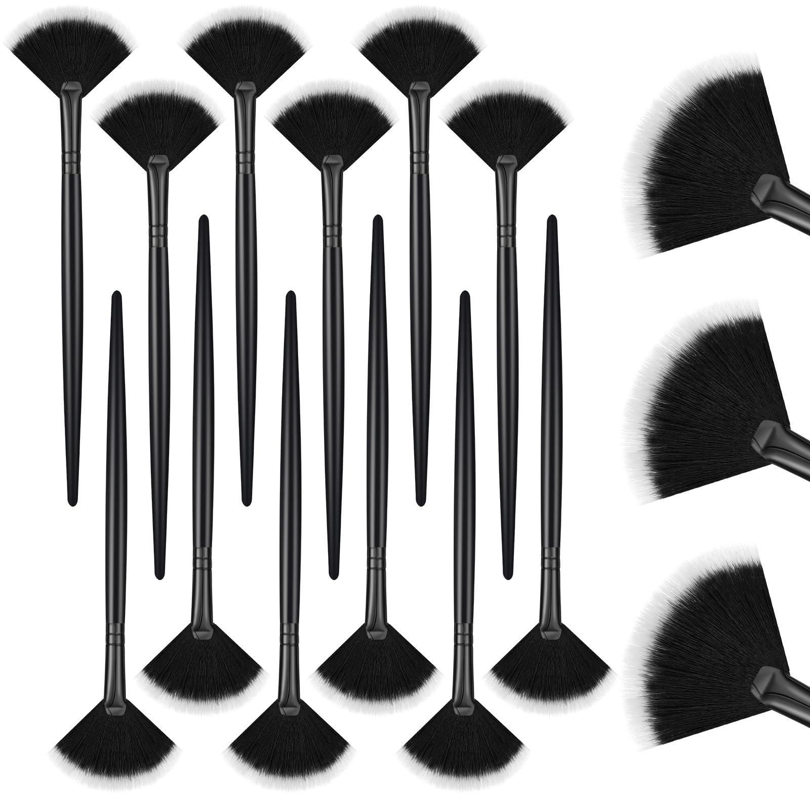 Conjunto Ziliny de 12 pinceles abanico faciales para múltiples tareas de belleza.
