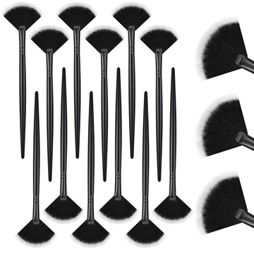 Conjunto Ziliny de 12 pinceles abanico faciales para múltiples tareas de belleza.