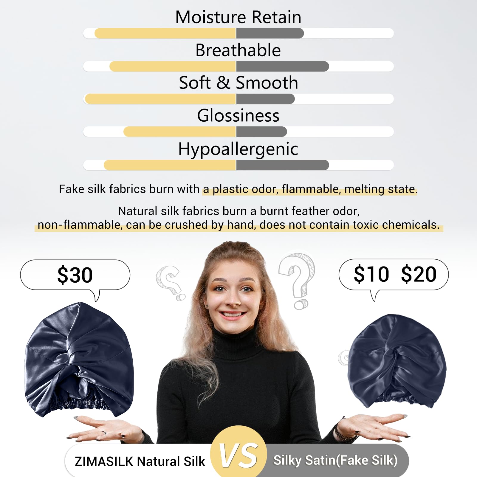 Banda elástica ajustable de ZIMASILK para un ajuste cómodo.