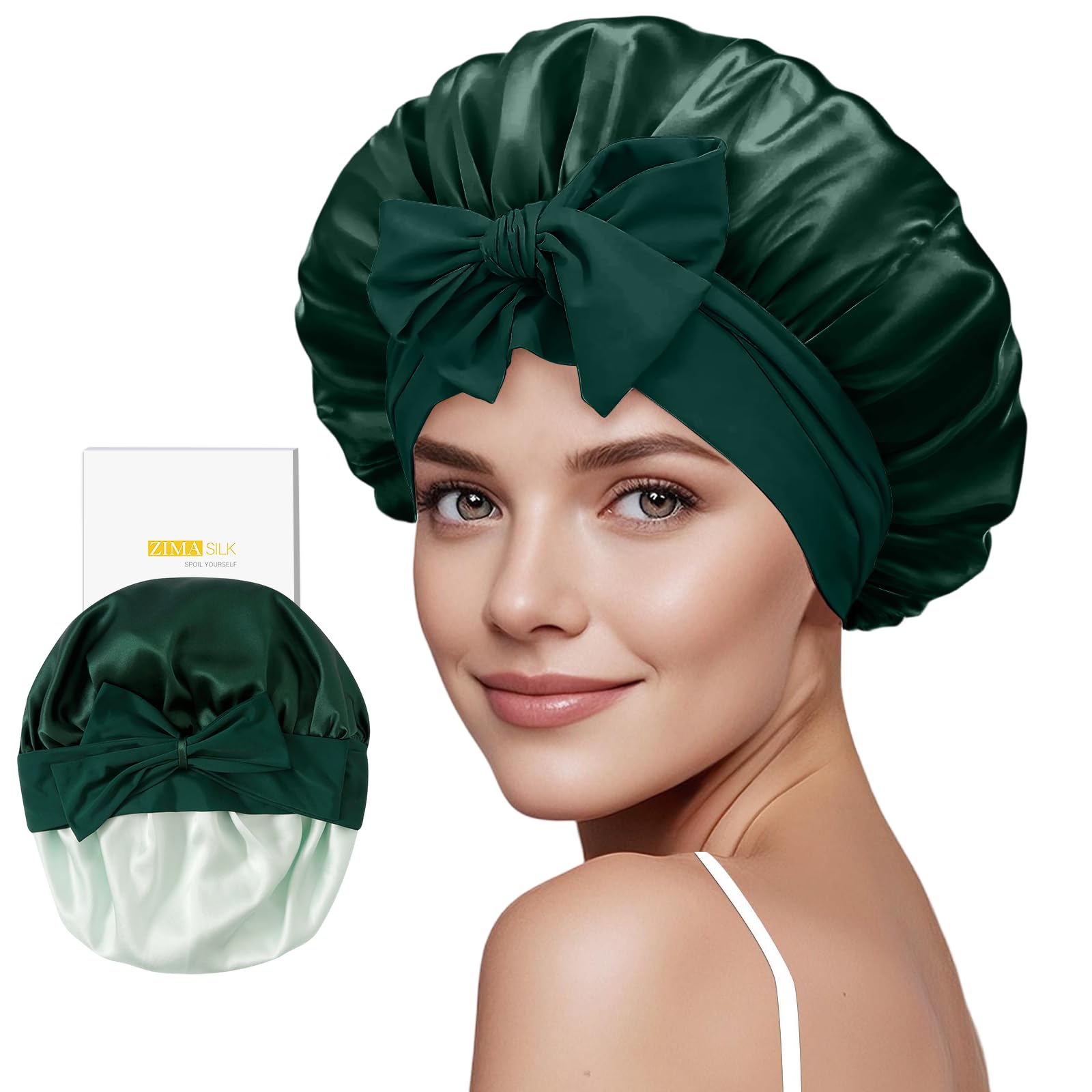 Gorrito ZIMASILK de seda morera, doble capa para dormir.
