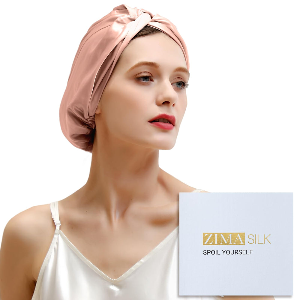 Gorro de seda ZIMASILK para dormir, reduce fricción y mantiene el cabello suave.