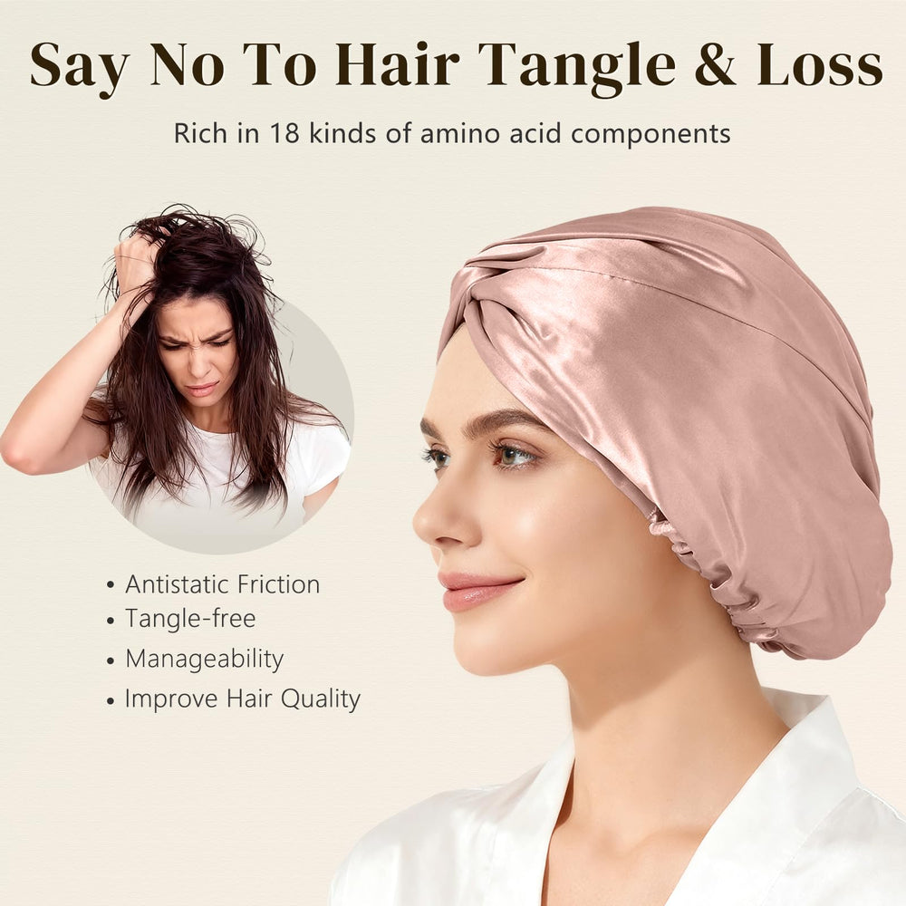 Gorro de seda ZIMASILK hipoalergénico, ideal para cuero cabelludo sensible y sueño relajante.