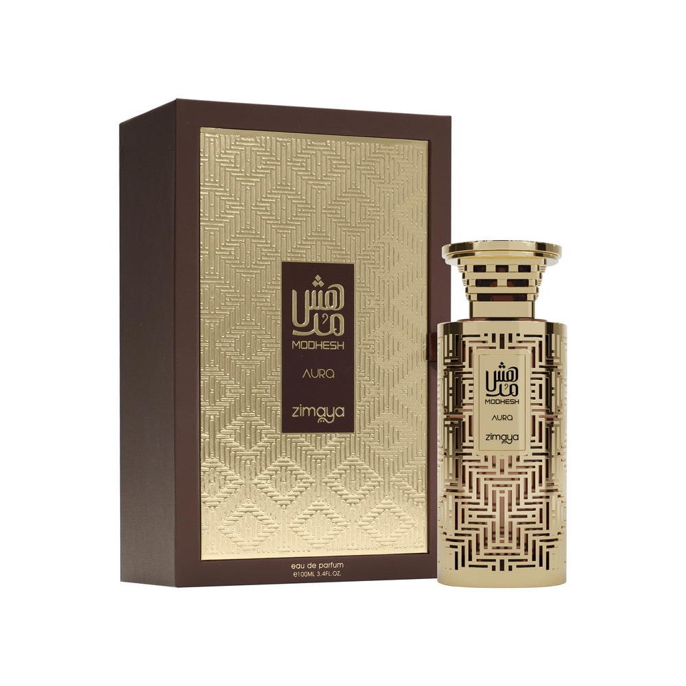 Zimaya Modhesh Aura packaging signals premium presentation and gifting appeal.