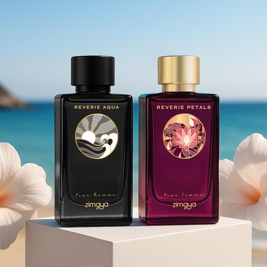 Zimaya Reverie Aqua Pour Homme embossed label, a luxury finish for discerning buyers.