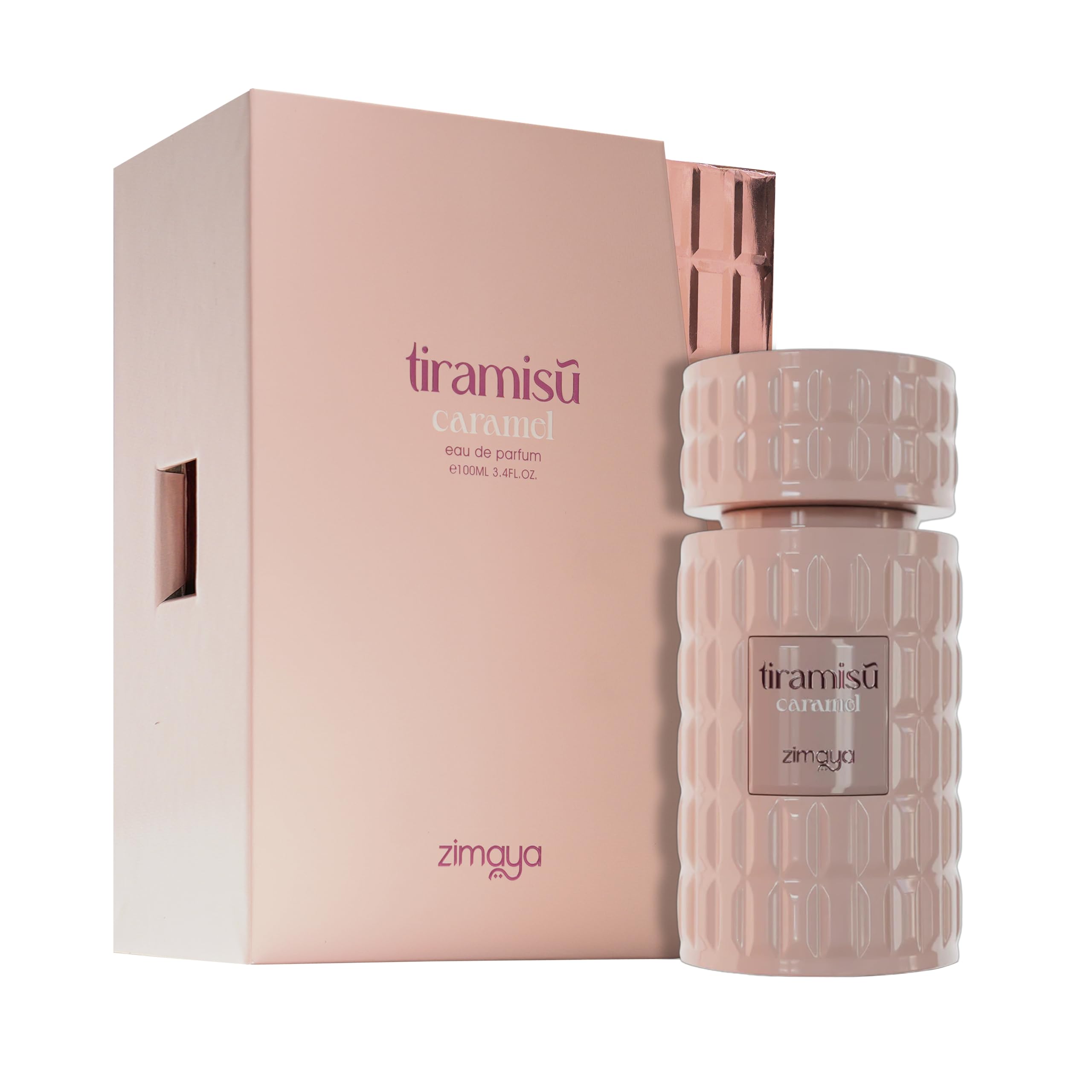 Detalle de etiqueta zimaya Tiramisu Caramel, diseño elegante para regalo