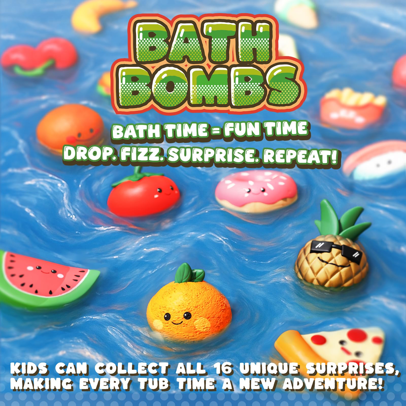 Zippytots juguetes dentro de cada bomba, promueven juego y curiosidad durante el baño.