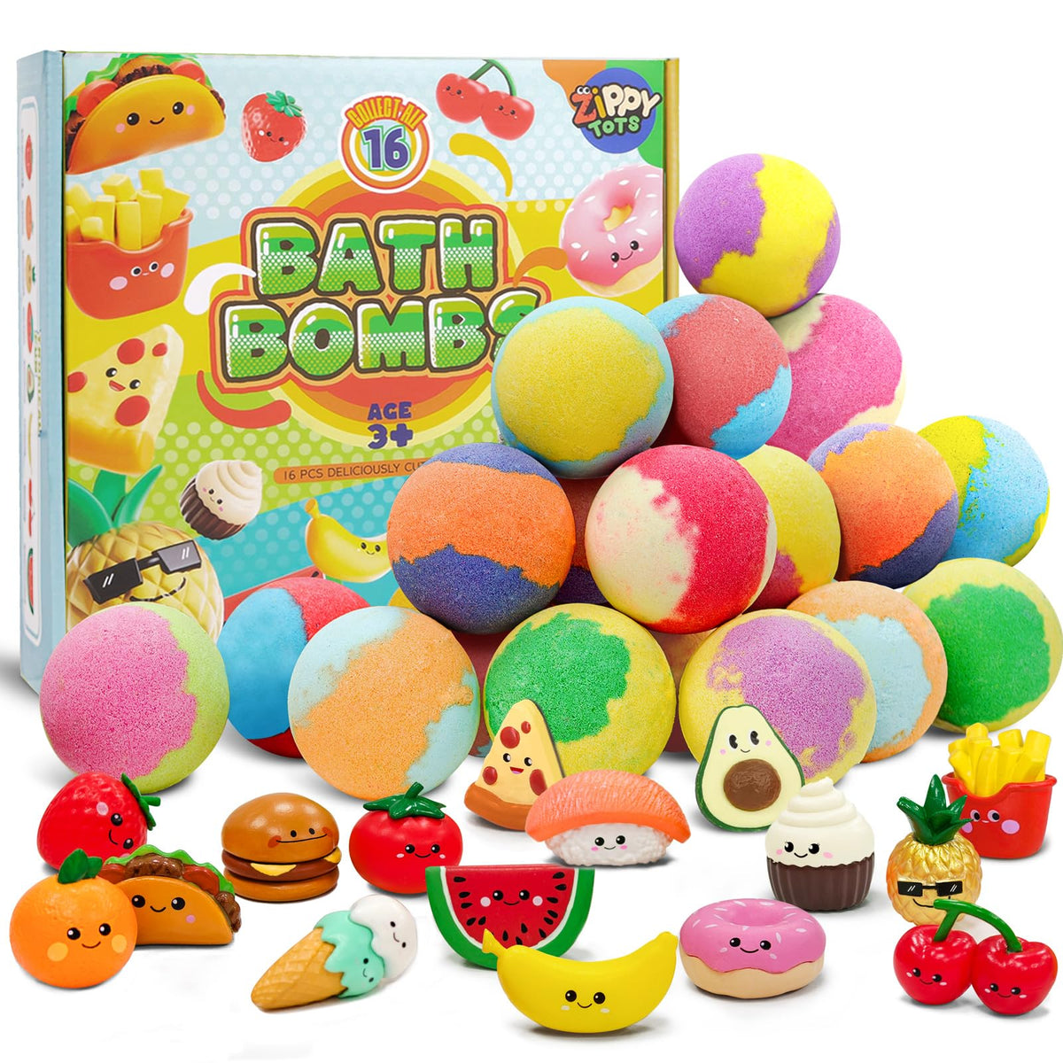 Zippytots bombas de baño con sorpresa y 16 juguetes, diversión para la bañera.