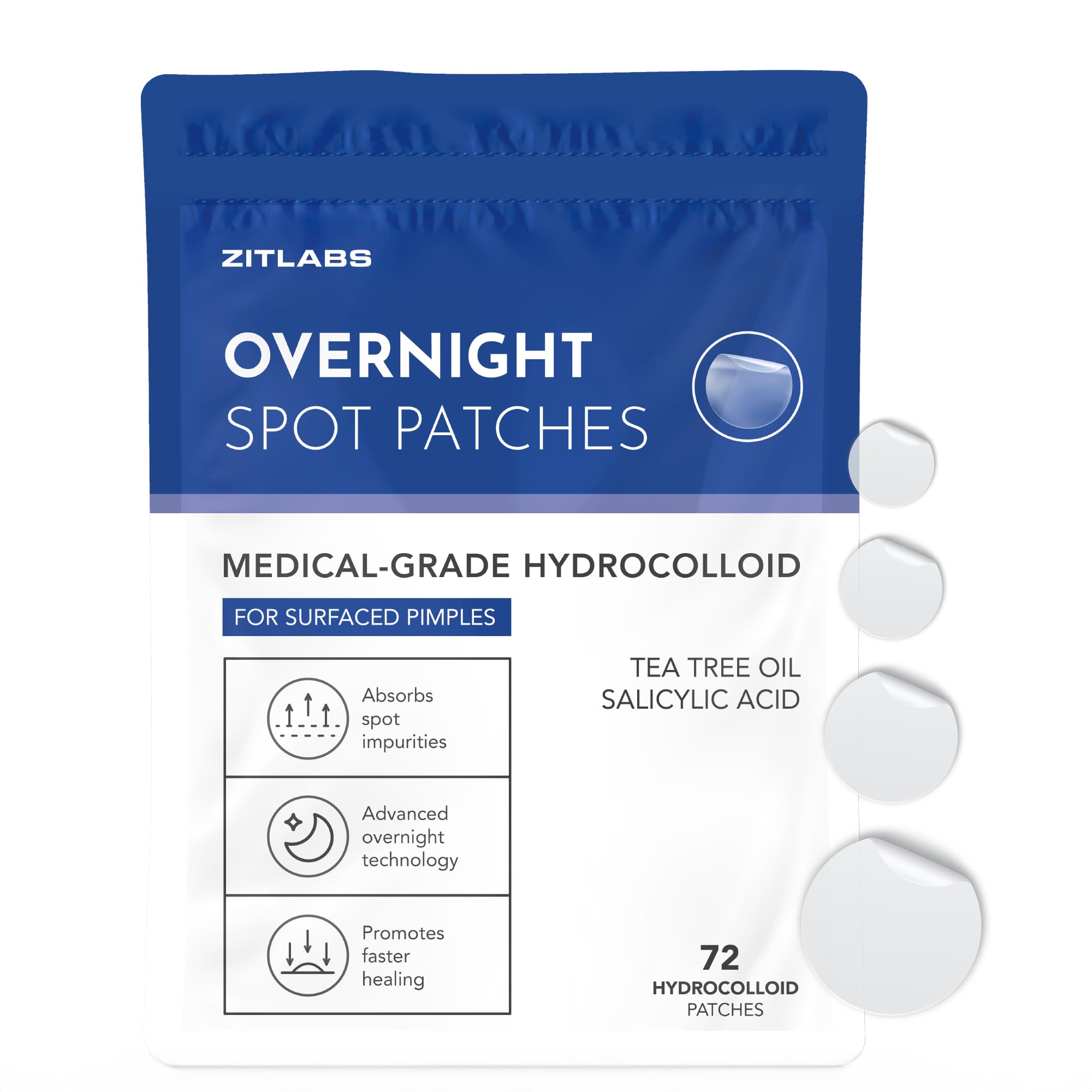 Parche hidrocoloide ZitLabs para la piel, discreto y de accion rapida en granos.