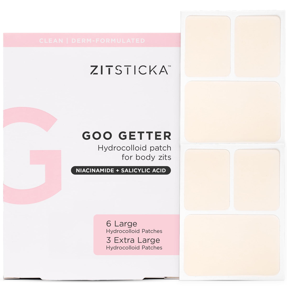 ZitSticka GOO GETTER parche corporal espinillas para cubrir granos y proteger la piel.