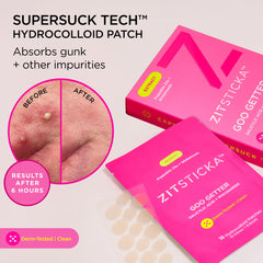 Parche ZitSticka Goo Getter para granos visibles, piel suave tras uso.