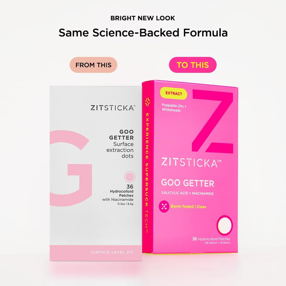 ZitSticka GOO GETTER patch supporting renewal beneath a hydrocolloid layer.