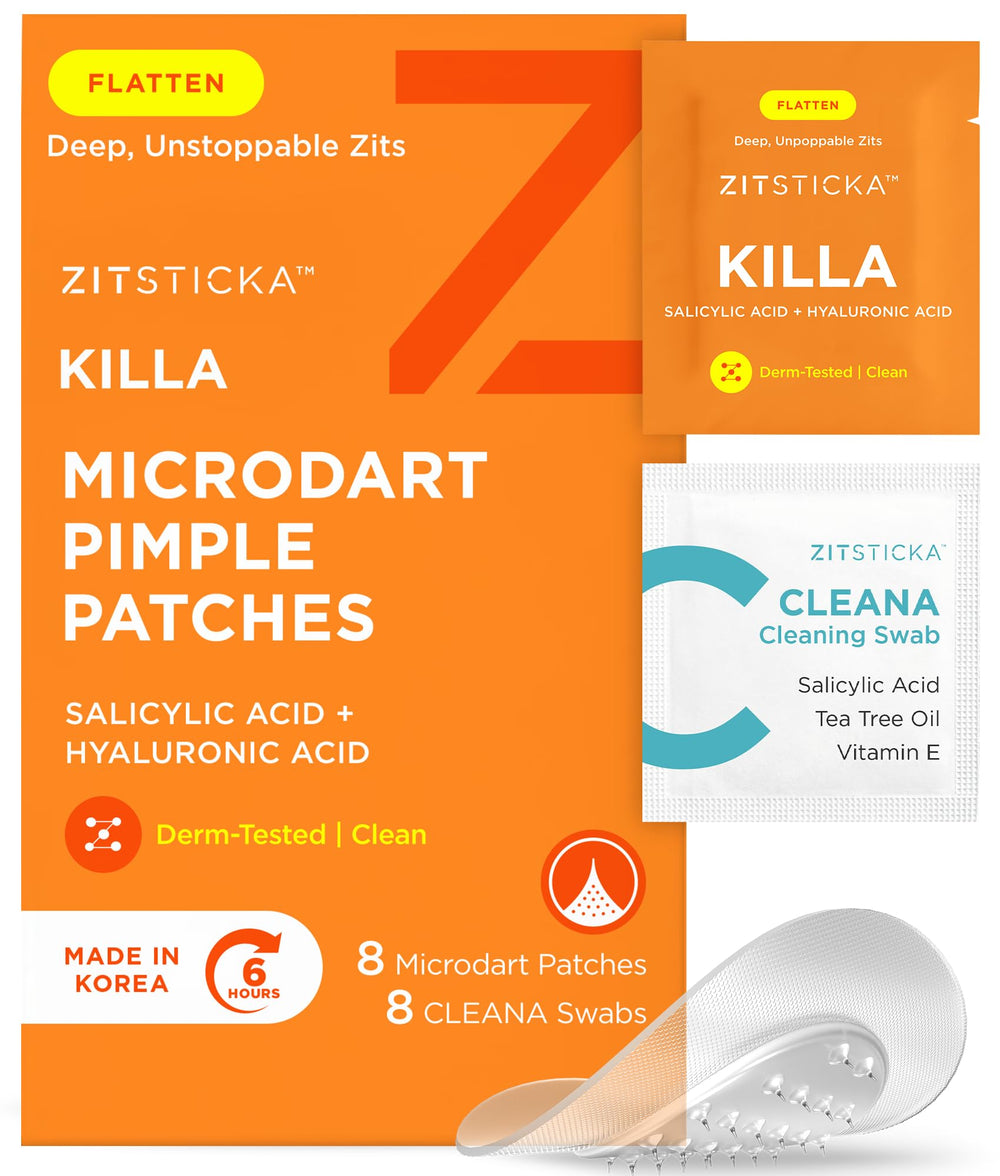 Parche ZitSticka KILLA para acné incipiente, acción temprana en la piel.
