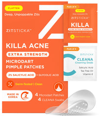 Parche ZitSticka Killa con microdardos para atacar la espinilla localizada.