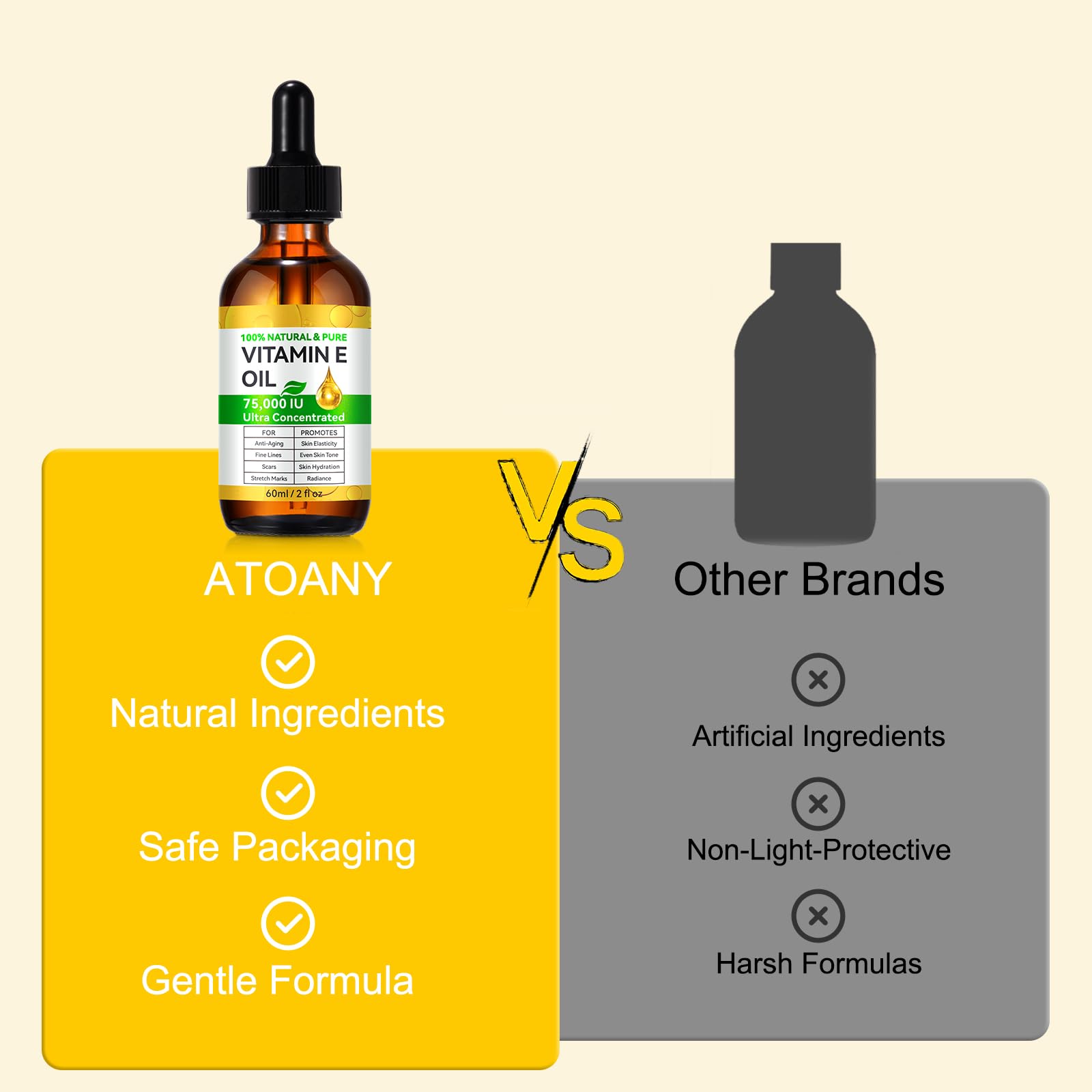 ZIXAOK Aceite Vitamina E 75,000 UI, aplicación en cuello para cuidado equilibrado.