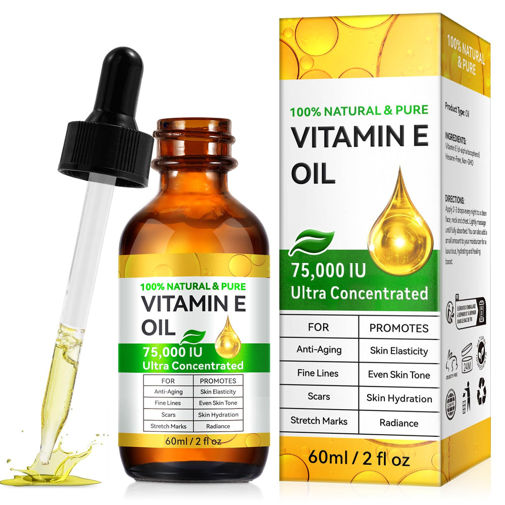 ZIXAOK Aceite de Vitamina E 75,000 UI, bote: hidratación profunda para la piel.