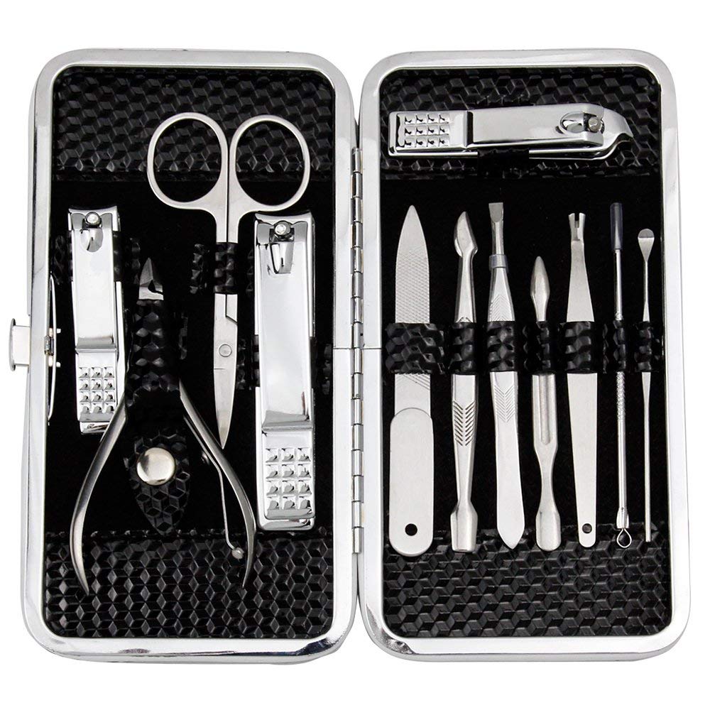 ZIZZON estuche lujo negro para transporte seguro de herramientas de manicura.