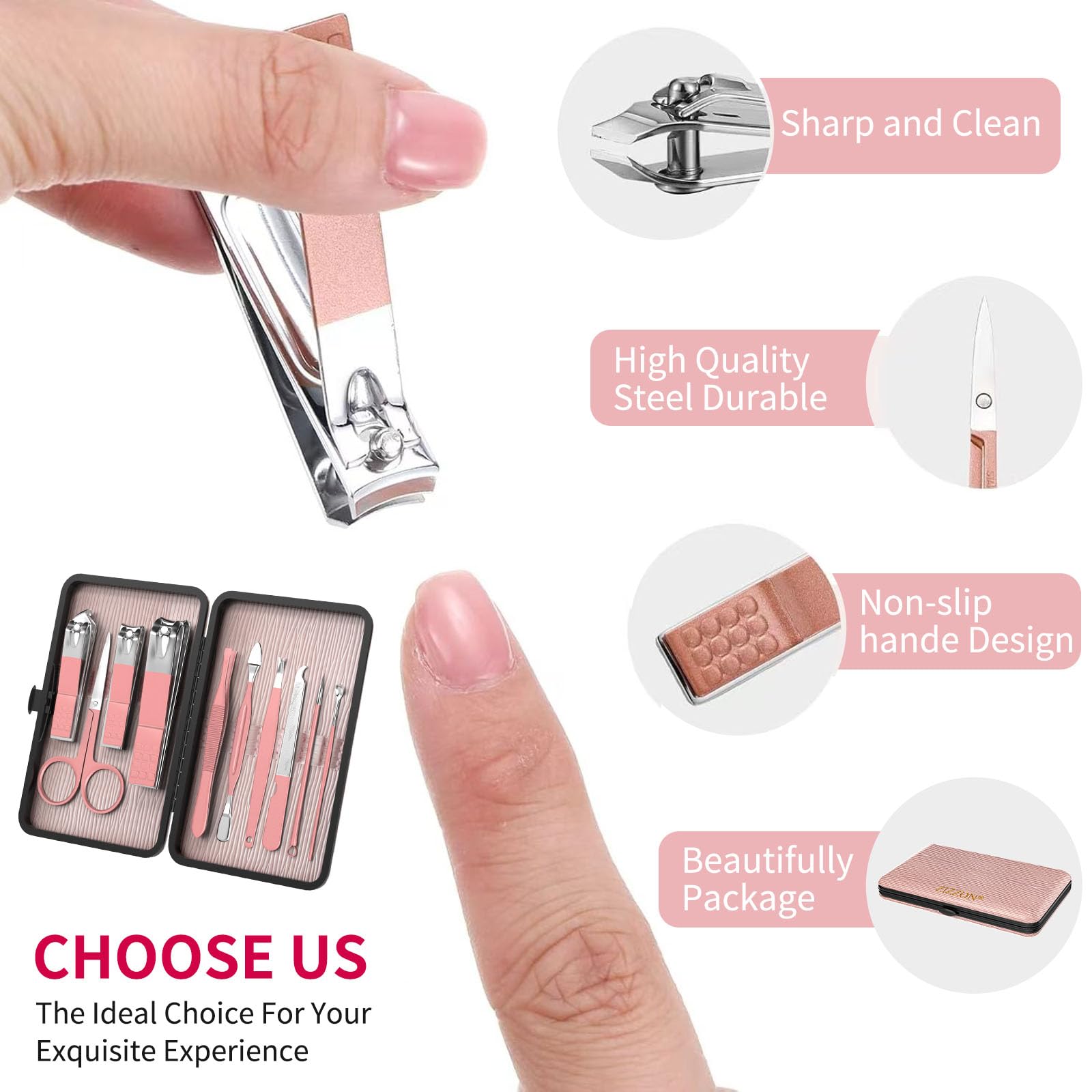 Lima de uñas ZIZZON rosa para un acabado suave