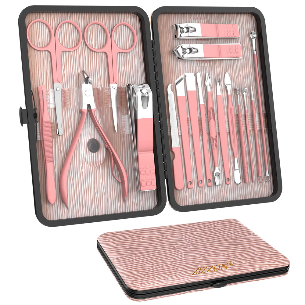ZIZZON 18 en 1 con estuche rosa para viajar y organizar herramientas.