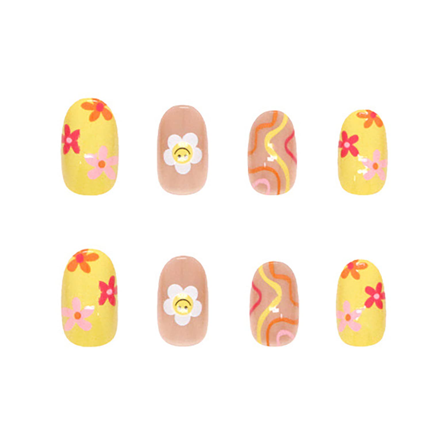 Uñas ZJHGDR diseño floral amarillo rosa, estilo veraniego duradero