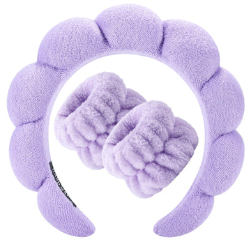 Banda Zkptops para lavado facial en púrpura, absorbe agua para la limpieza diaria.