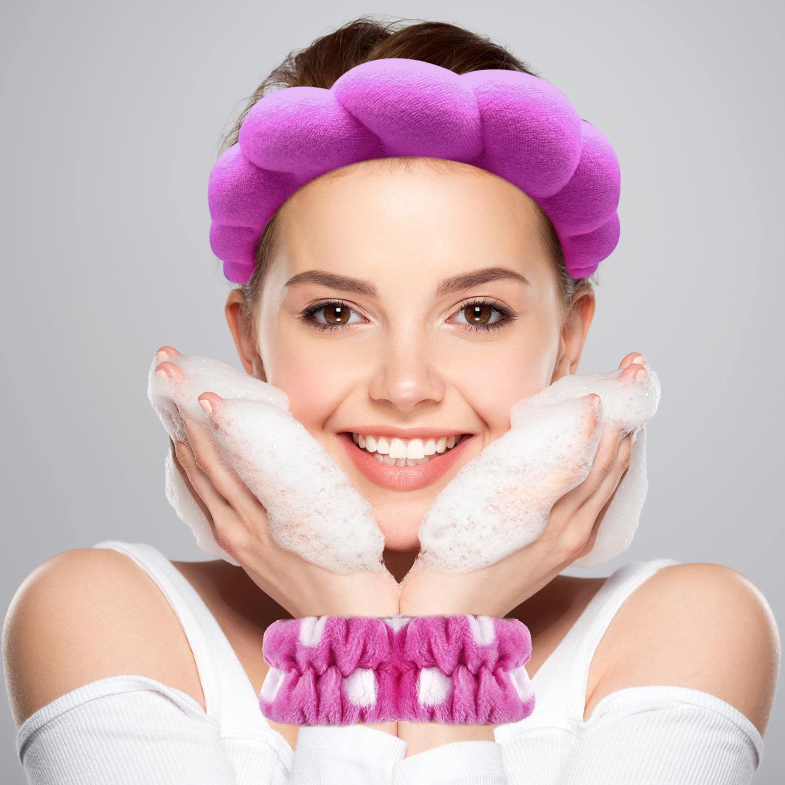 Pulsera spa Zkptops para lavado facial, mantiene el cabello recogido durante la rutina