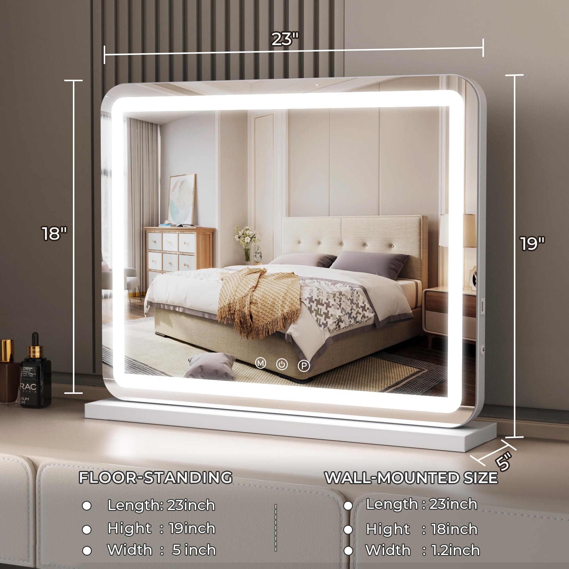 ZL ZELing Miroir à 3 modes lumineux pour différents looks