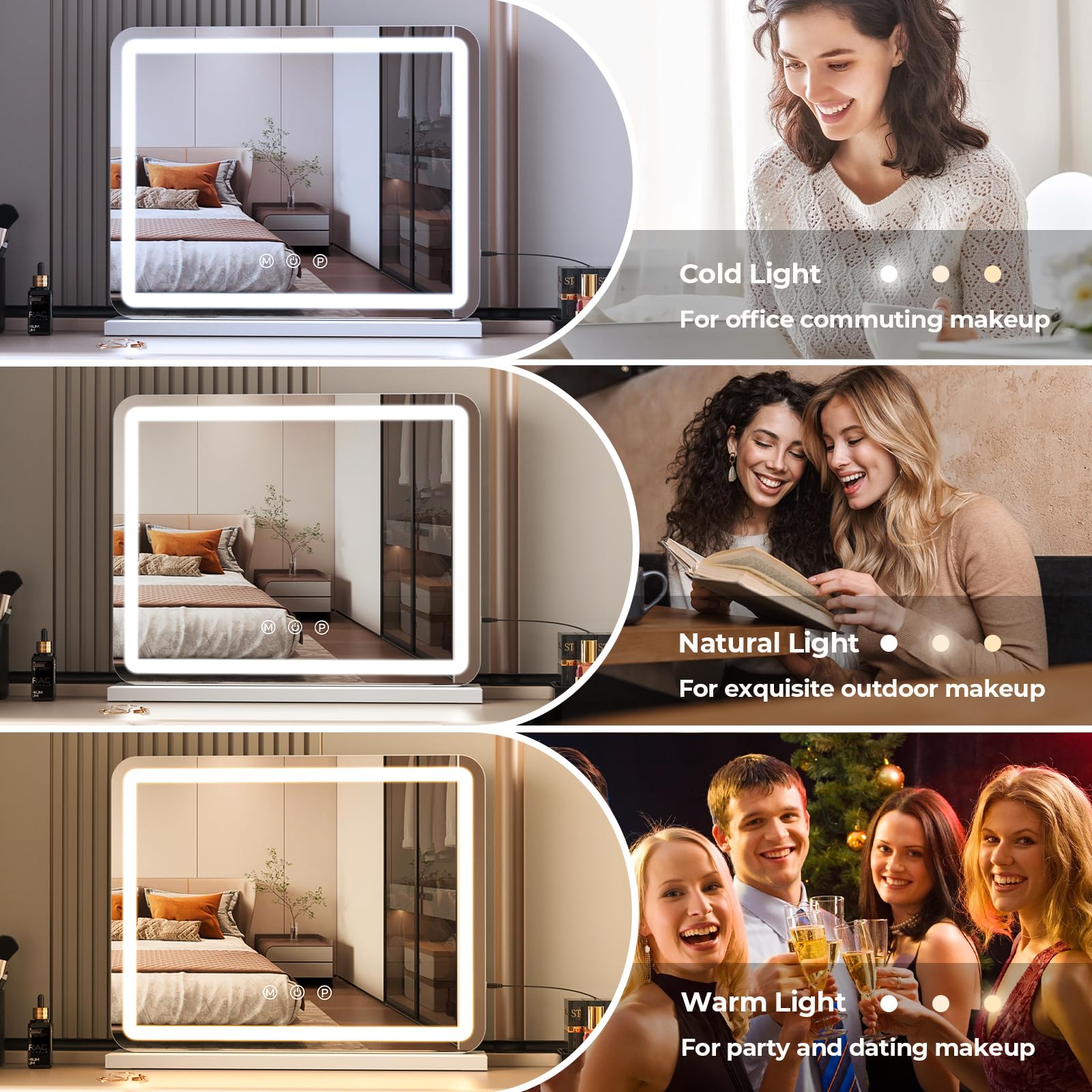 ZL ZELing Miroir LED avec 38 DEL pour un éclat précis