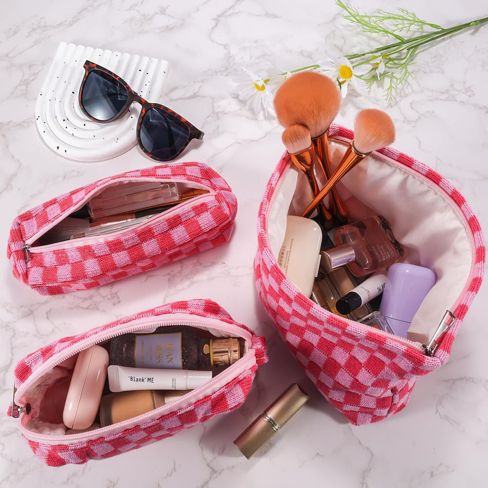 ZLFSRQ bolsa maquillaje cuadros preppy, diseño elegante para organización diaria