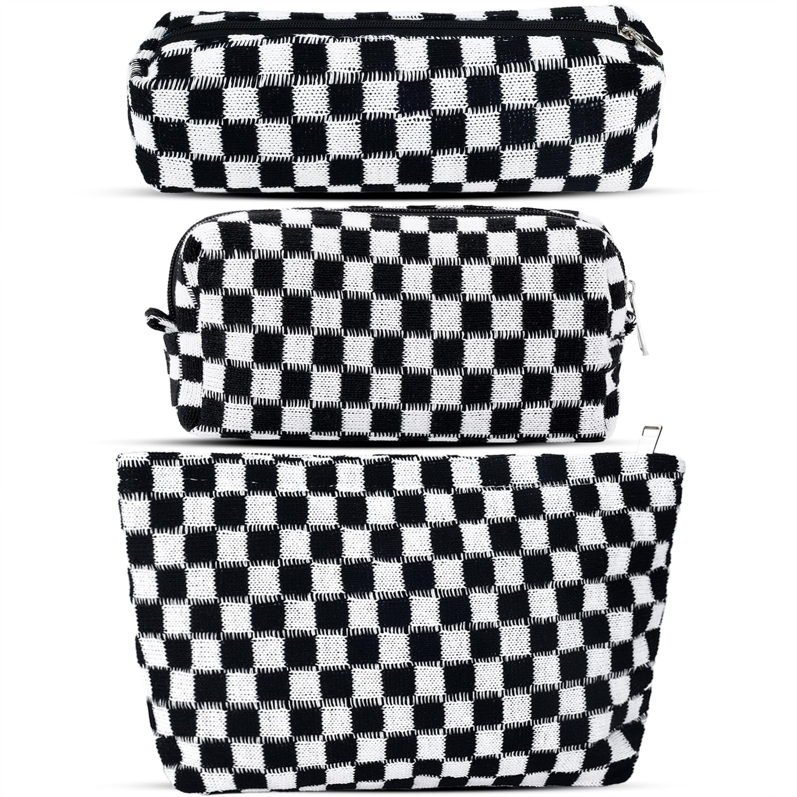 ZLFSRQ bolsa de maquillaje a cuadros grande, ideal para viaje y organización diaria.