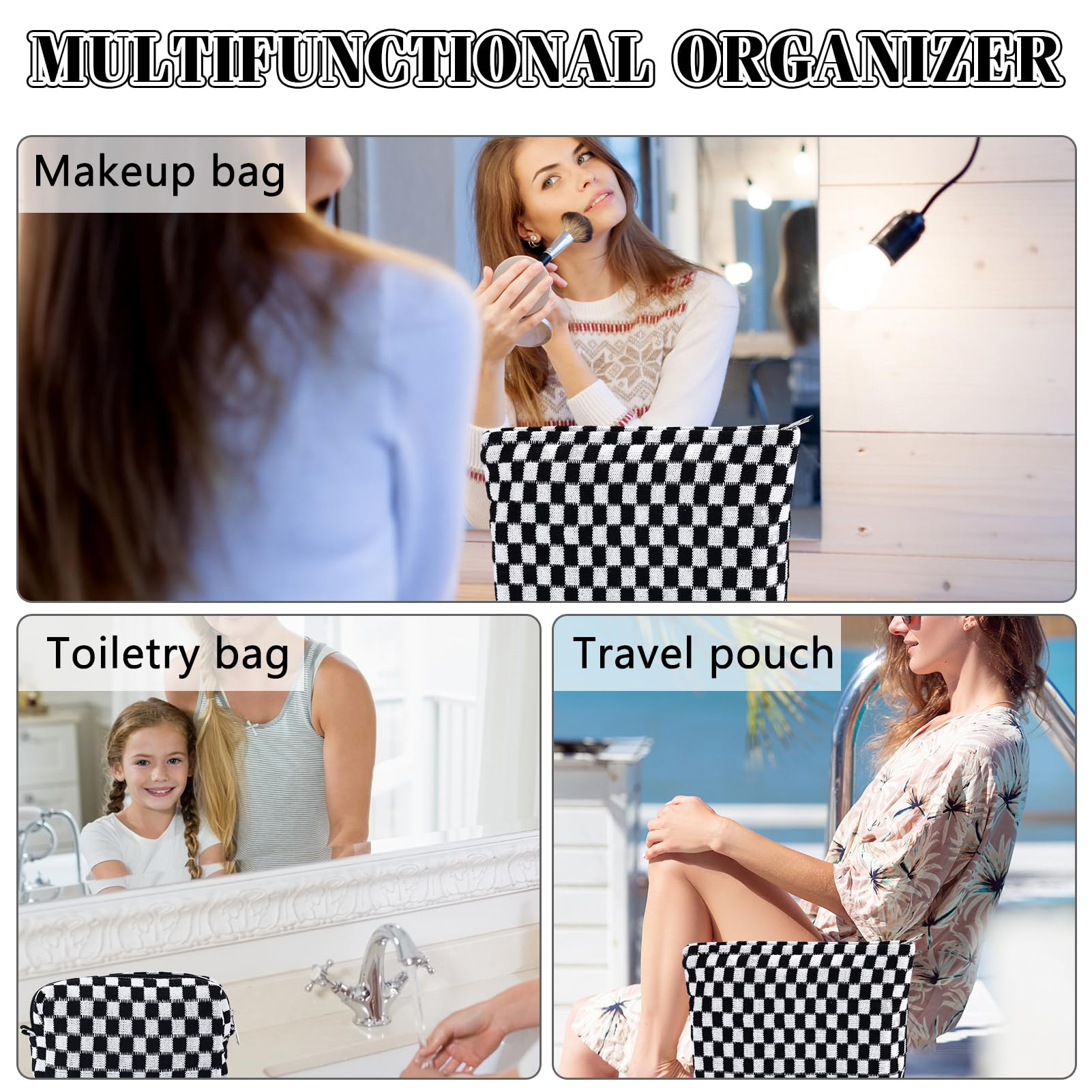 ZLFSRQ bolsa maquillaje viaje cuadros ligero y compacto