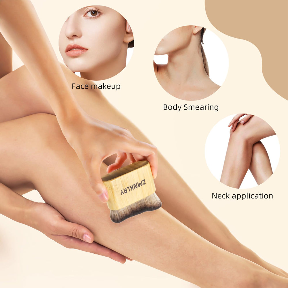 Pincel Kabuki zmnklry para rostro y cuerpo, uso versátil con bronceador y lociones.