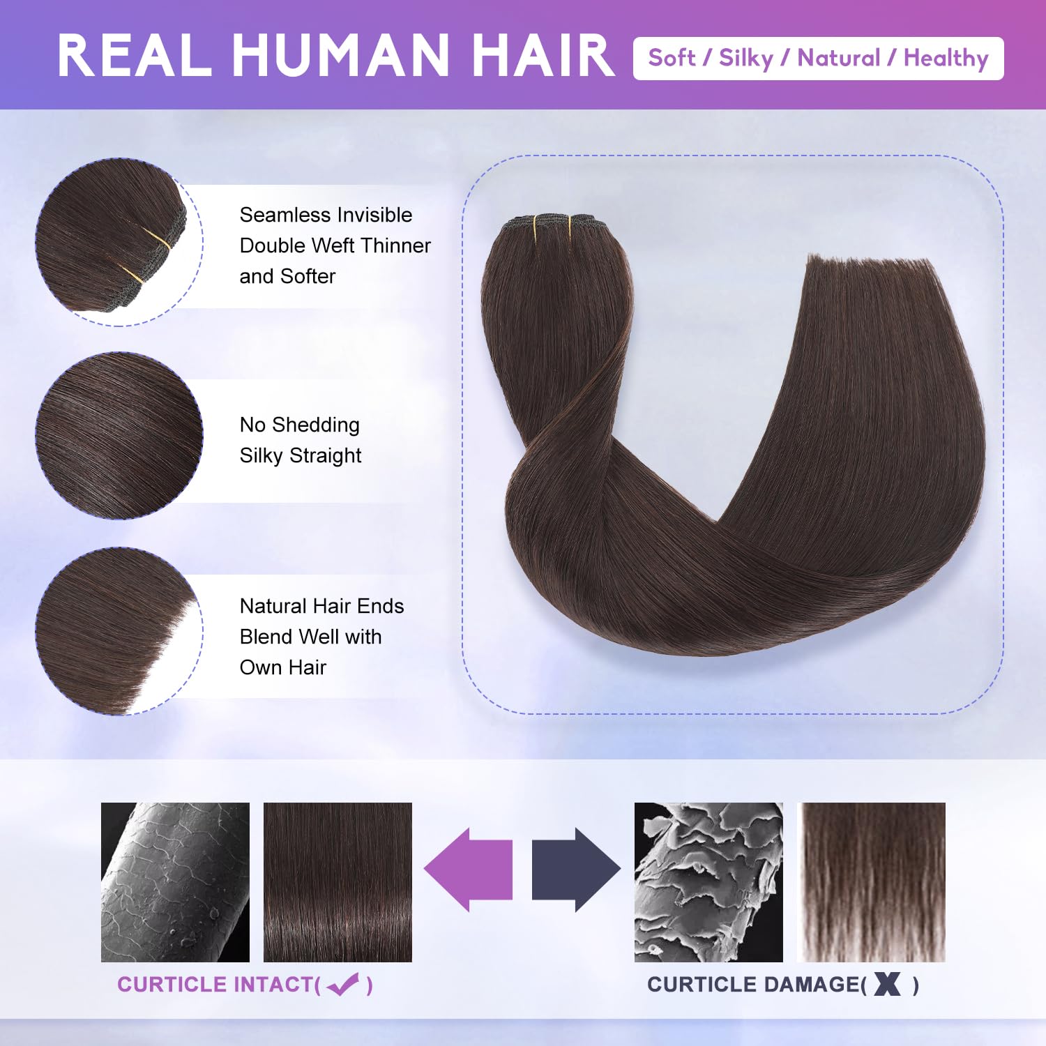 extensiones pelo marrón oscuro znxdjx-e 14 pulgadas con clips