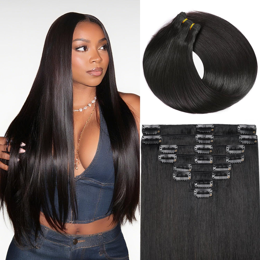 znxdjxe extensiones con clip en cabello humano de 18 pulgadas para volumen natural