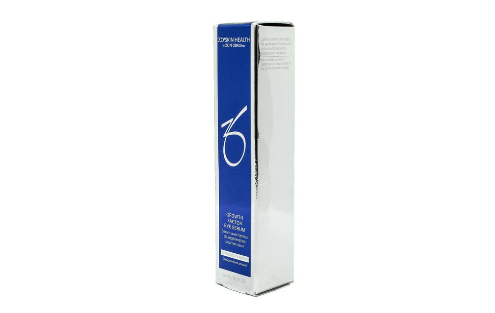 Sérum Contour des Yeux Growth Factor de ZO Skin Health — bouteille et applicateur-refroidissant pour un regard frais.