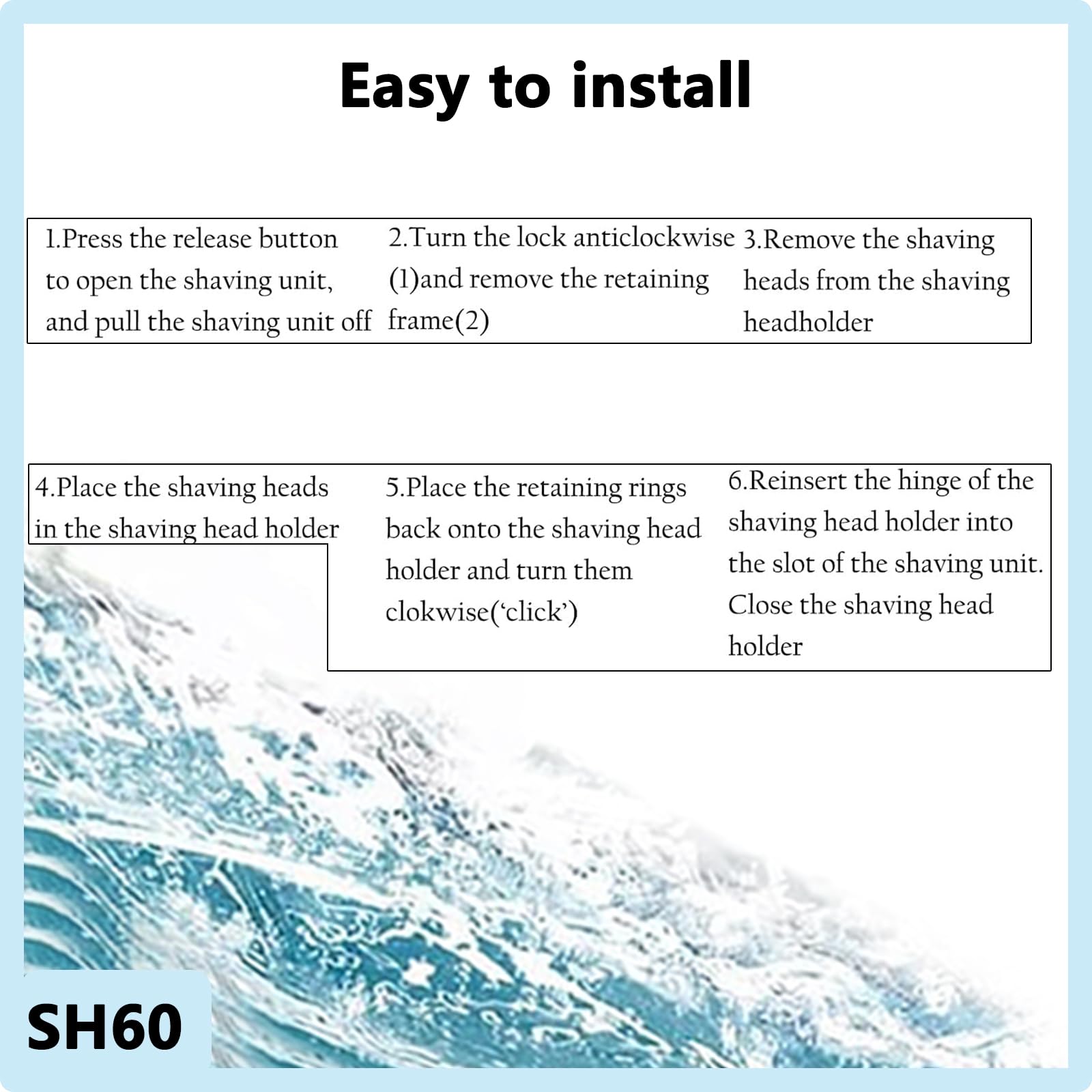Instrucciones claras de instalación de Zoasod SH60 para reemplazo.