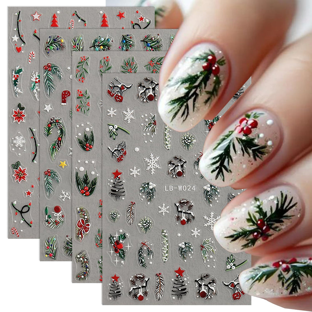 ZOAZJINAZ uñas navideñas con árbol: diseño festivo para lucir en fiestas.