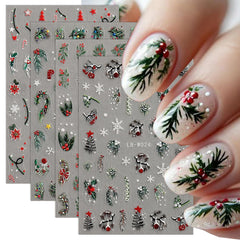 ZOAZJINAZ uñas navideñas con árbol: diseño festivo para lucir en fiestas.
