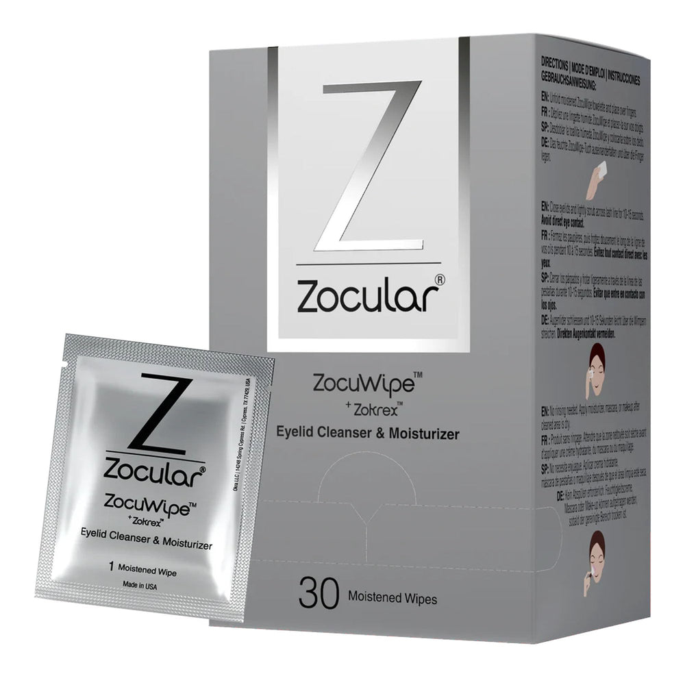 Zocular Zocuwipe empaque compacto para limpieza suave de parpados