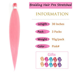 Zoewan cabello rosa preestirado en estilo de trenza para uso diario