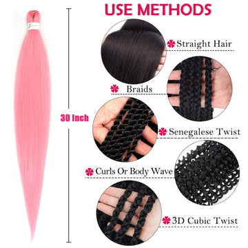 Zoewan cabello sintético rosa preestirado para estilos rápidos