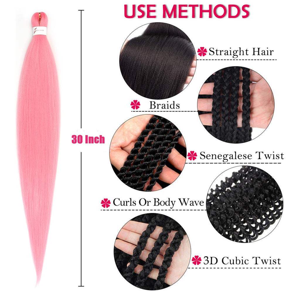 Zoewan cabello sintético rosa preestirado para estilos rápidos