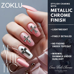 ZOKLU cruz plateada para uñas, variedad de estilos disponibles