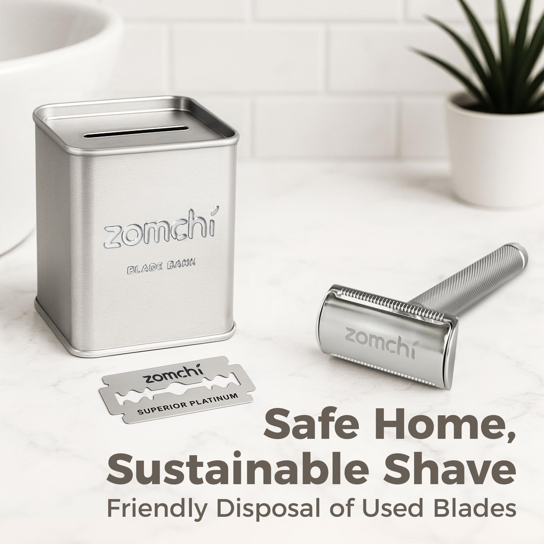 ZOMCHI banco de cuchillas, hecho de metal reciclable para manejo responsable