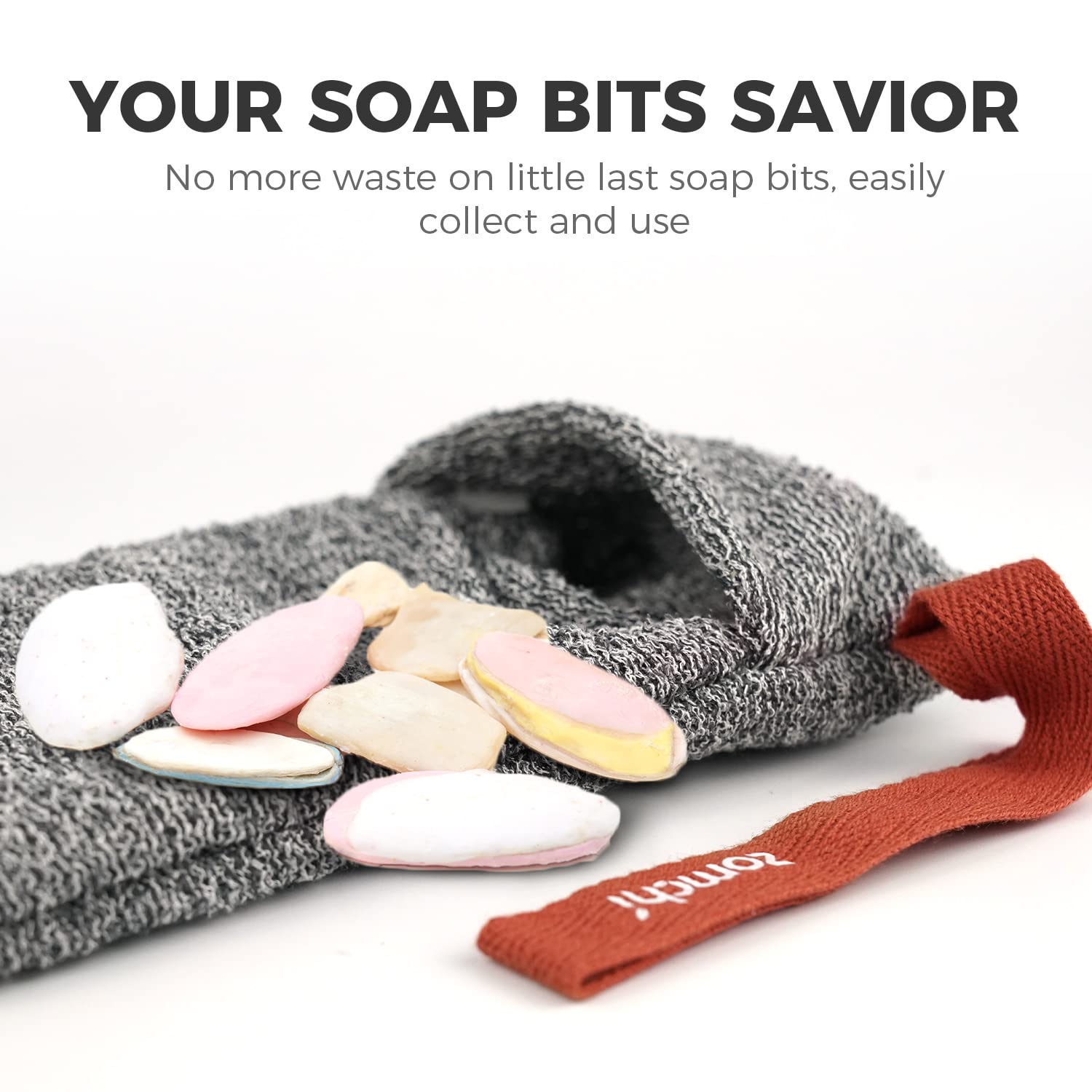 ZOMCHI bolsa exfoliante con lazo, fácil de colgar y secar.