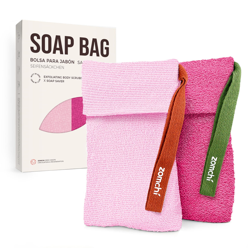Bolsas para jabon ZOMCHI rosa con doble exfoliacion para ducha
