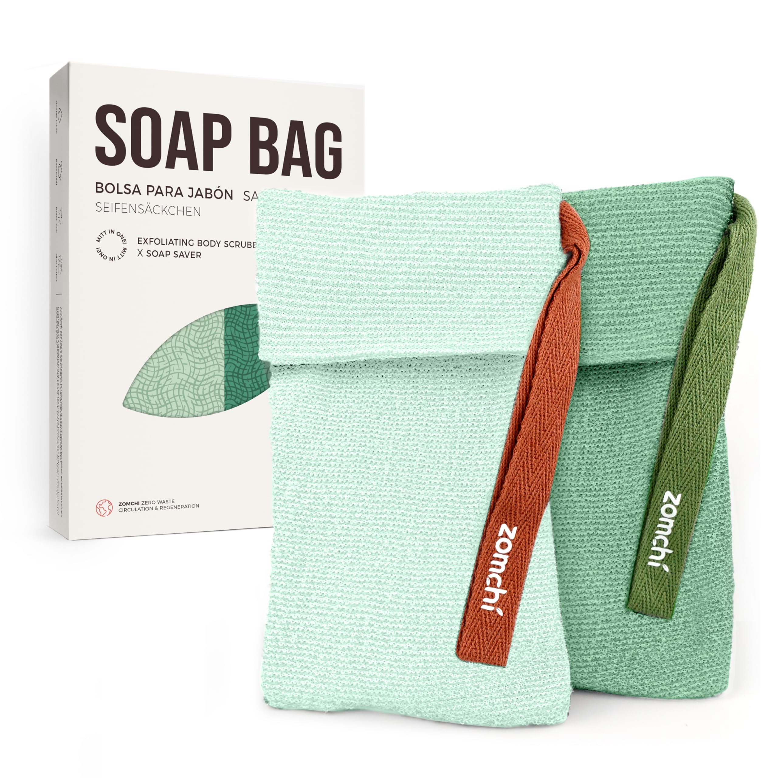 ZOMCHI bolsas exfoliantes con texturas rugosa y suave para exfoliar la piel