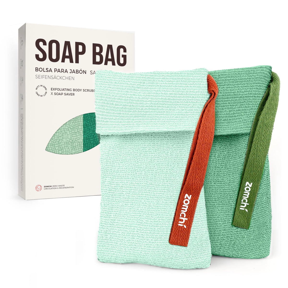 ZOMCHI bolsas exfoliantes con texturas rugosa y suave para exfoliar la piel